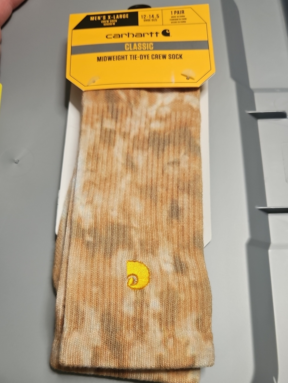 Carhartt Tie Dye Crew Socks: MALT KHAKI: NEW WITH TAGS: SIZE XL (12-14.5)